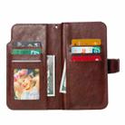 For iPhone 16 Plus Tri-Fold 9-Card Wallets Leather Phone Case(Brown) - 3