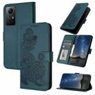 For Xiaomi Redmi Note 12S 4G Datura Flower Embossed Flip Leather Phone Case(Dark Green) - 1