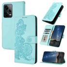 For Xiaomi Redmi Note 12 Pro+ Datura Flower Embossed Flip Leather Phone Case(Light blue) - 1