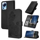 For Xiaomi Civi 2 Datura Flower Embossed Flip Leather Phone Case(Black) - 1
