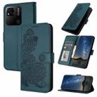 For Xiaomi Redmi 10A Datura Flower Embossed Flip Leather Phone Case(Dark Green) - 1