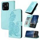 For Xiaomi Redmi 10C Datura Flower Embossed Flip Leather Phone Case(Light blue) - 1