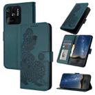 For Xiaomi Redmi 10C Datura Flower Embossed Flip Leather Phone Case(Dark Green) - 1