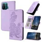 For Xiaomi Mi 11 Pro Datura Flower Embossed Flip Leather Phone Case(Purple) - 1