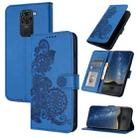 For Xiaomi Redmi NOTE 9 4G Global Datura Flower Embossed Flip Leather Phone Case(Blue) - 1