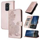 For Xiaomi Redmi NOTE 9 4G Global Datura Flower Embossed Flip Leather Phone Case(Rose Gold) - 1