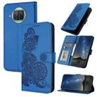 For Xiaomi Mi 10T Lite 5G Datura Flower Embossed Flip Leather Phone Case(Blue) - 1