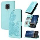 For xiaomi Redmi Note 9S Datura Flower Embossed Flip Leather Phone Case(Light blue) - 1