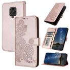 For xiaomi Redmi Note 9S Datura Flower Embossed Flip Leather Phone Case(Rose Gold) - 1