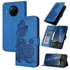 For Xiaomi Redmi Note 9 Pro Datura Flower Embossed Flip Leather Phone Case(Blue) - 1