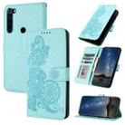 For Xiaomi Redmi Note 8 Datura Flower Embossed Flip Leather Phone Case(Light blue) - 1