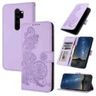 For Xiaomi Redmi Note 8 Pro Datura Flower Embossed Flip Leather Phone Case(Purple) - 1