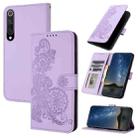 For Xiaomi Mi CC9e Datura Flower Embossed Flip Leather Phone Case(Purple) - 1