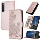 For Xiaomi Mi CC9e Datura Flower Embossed Flip Leather Phone Case(Rose Gold) - 1