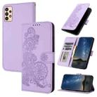 For Samsung Galaxy A13 4G Datura Flower Embossed Flip Leather Phone Case(Purple) - 1
