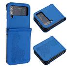 For Samsung Galaxy Z Flip4 5G Datura Flower Embossed Flip Leather Phone Case(Blue) - 1