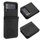 For Samsung Galaxy Z Flip4 5G Datura Flower Embossed Flip Leather Phone Case(Black) - 1
