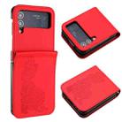 For Samsung Galaxy Z Flip4 5G Datura Flower Embossed Flip Leather Phone Case(Red) - 1