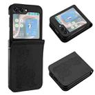 For Samsung Galaxy Z Flip5 5G Datura Flower Embossed Flip Leather Phone Case(Black) - 1