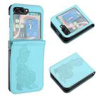 For Samsung Galaxy Z Flip5 5G Datura Flower Embossed Flip Leather Phone Case(Light blue) - 1