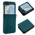 For Samsung Galaxy Z Flip5 5G Datura Flower Embossed Flip Leather Phone Case(Dark Green) - 1