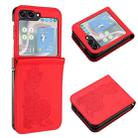 For Samsung Galaxy Z Flip5 5G Datura Flower Embossed Flip Leather Phone Case(Red) - 1
