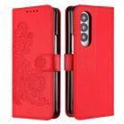 For Samsung Galaxy Z Fold4 5G Datura Flower Embossed Flip Leather Phone Case(Red) - 1