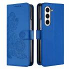 For Samsung Galaxy Z Fold5 5G Datura Flower Embossed Flip Leather Phone Case(Blue) - 1