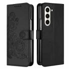For Samsung Galaxy Z Fold5 5G Datura Flower Embossed Flip Leather Phone Case(Black) - 1