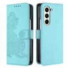For Samsung Galaxy Z Fold5 5G Datura Flower Embossed Flip Leather Phone Case(Light blue) - 1