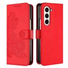 For Samsung Galaxy Z Fold5 5G Datura Flower Embossed Flip Leather Phone Case(Red) - 1
