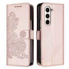 For Samsung Galaxy Z Fold5 5G Datura Flower Embossed Flip Leather Phone Case(Rose Gold) - 1
