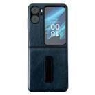For OPPO Find N2 Flip Crazy Horse Texture PU Shockproof Phone Case with Holder(Blue) - 1