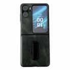 For OPPO Find N2 Flip Crazy Horse Texture PU Shockproof Phone Case with Holder(Green) - 1