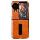 For OPPO Find N3 Flip Crazy Horse Texture PU Shockproof Phone Case with Holder(Yellow) - 1