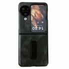 For OPPO Find N3 Flip Crazy Horse Texture PU Shockproof Phone Case with Holder(Green) - 1