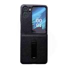For OPPO Find N2 Flip Litchi Texture PU Shockproof Phone Case with Holder(Black) - 1