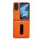 For OPPO Find N2 Flip Litchi Texture PU Shockproof Phone Case with Holder(Yellow) - 1
