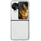 For OPPO Find N3 Flip Morandi Solid Color Leather Texture Phone Case(White) - 1