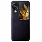 For OPPO Find N3 Flip Morandi Solid Color Leather Texture Phone Case(Black) - 1