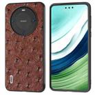 For Huawei Mate 60 Pro ABEEL Genuine Leather Ostrich Texture Phone Case(Coffee) - 1