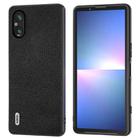 For Sony Xperia 5 V ABEEL Black Edge Genuine Leather Mino Phone Case(Black) - 1