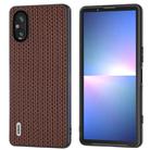 For Sony Xperia 5 V ABEEL Genuine Leather Luxury Black Edge Phone Case(Coffee) - 1