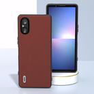 For Sony Xperia 5 V ABEEL Genuine Leather Silky Soft Black Edge Phone Case(Coffee) - 2