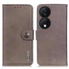 For Honor X7b KHAZNEH Cowhide Texture Horizontal Flip Leather Phone Case(Khaki) - 1