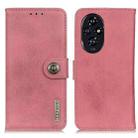 For Honor 200 Pro KHAZNEH Cowhide Texture Horizontal Flip Leather Phone Case(Pink) - 1
