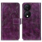 For Honor X7b Retro Crazy Horse Texture Flip Leather Phone Case(Purple) - 1