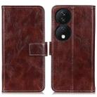 For Honor X7b Retro Crazy Horse Texture Flip Leather Phone Case(Brown) - 1