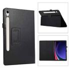 For Samsung Galaxy Tab S9 Litchi Texture Leather Tablet Case with Holder(Black) - 1