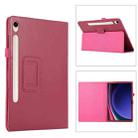 For Samsung Galaxy Tab S9 Litchi Texture Leather Tablet Case with Holder(Rose Red) - 1